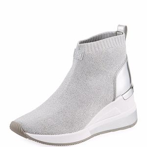 Michael Kors Skyler Stretch-Knit Metallic Sneaker